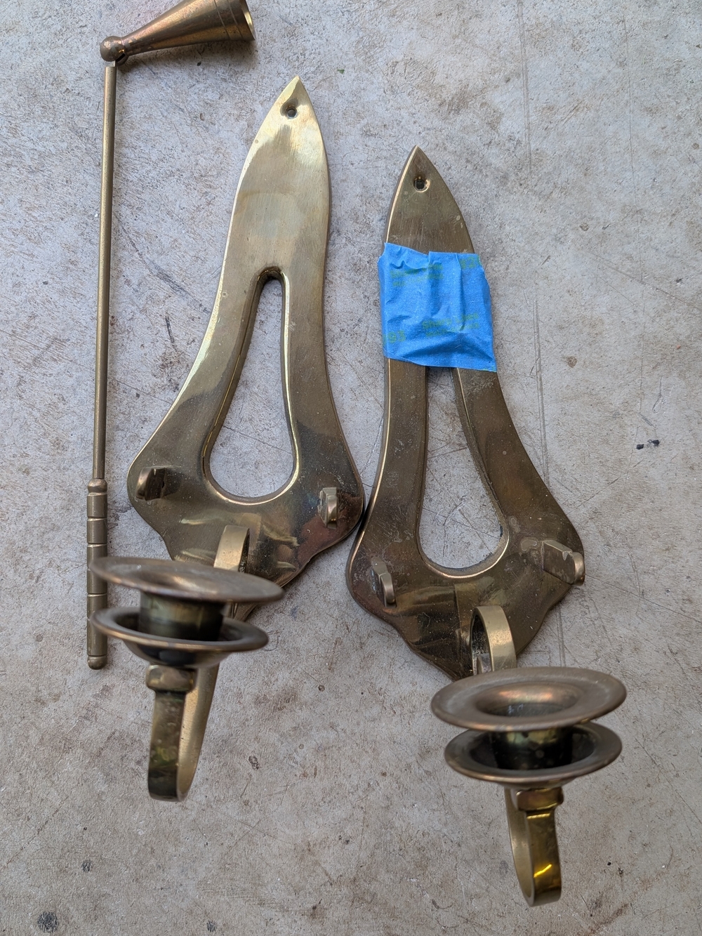 Brass Wall Sconces Candle Holders - Pair